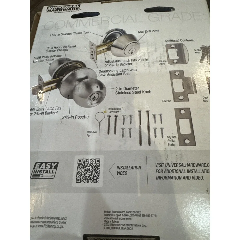 Universal Hardware Keyed Entry Deadbolt Set Satin Chrome Single Cylinder Uh40054